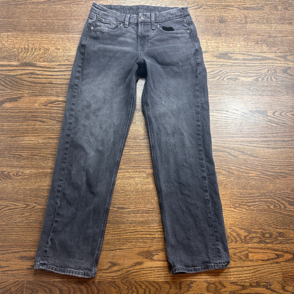American Eagle Curvy Straight Jeans Womens 4 Regular Faded Black Stretch Denim